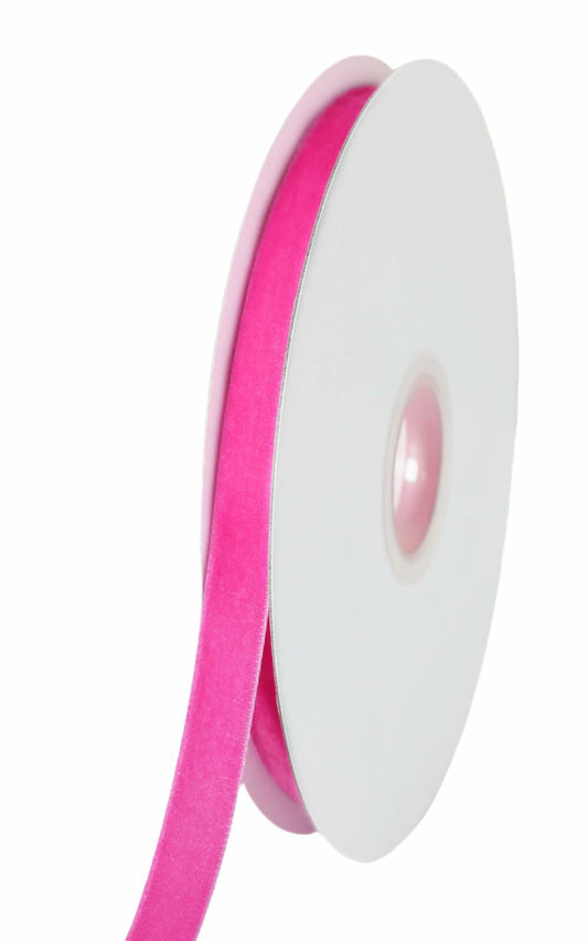 Abbaoww Hot Pink Velvet Ribbon 3/8 Inch Single Face 10 Yards for Gift Wrap