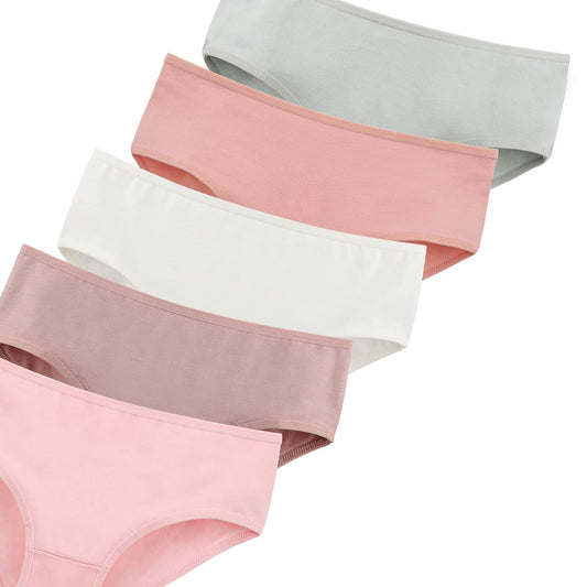 Donella Teen Girls Cotton Bikini Panties 5 Pack Black Mid Waist Size 14-15