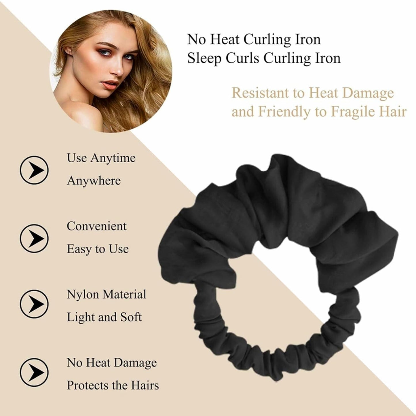 Heatless Curling Scrunchie Satin Hair Curler Overnight No Heat Soft Satin