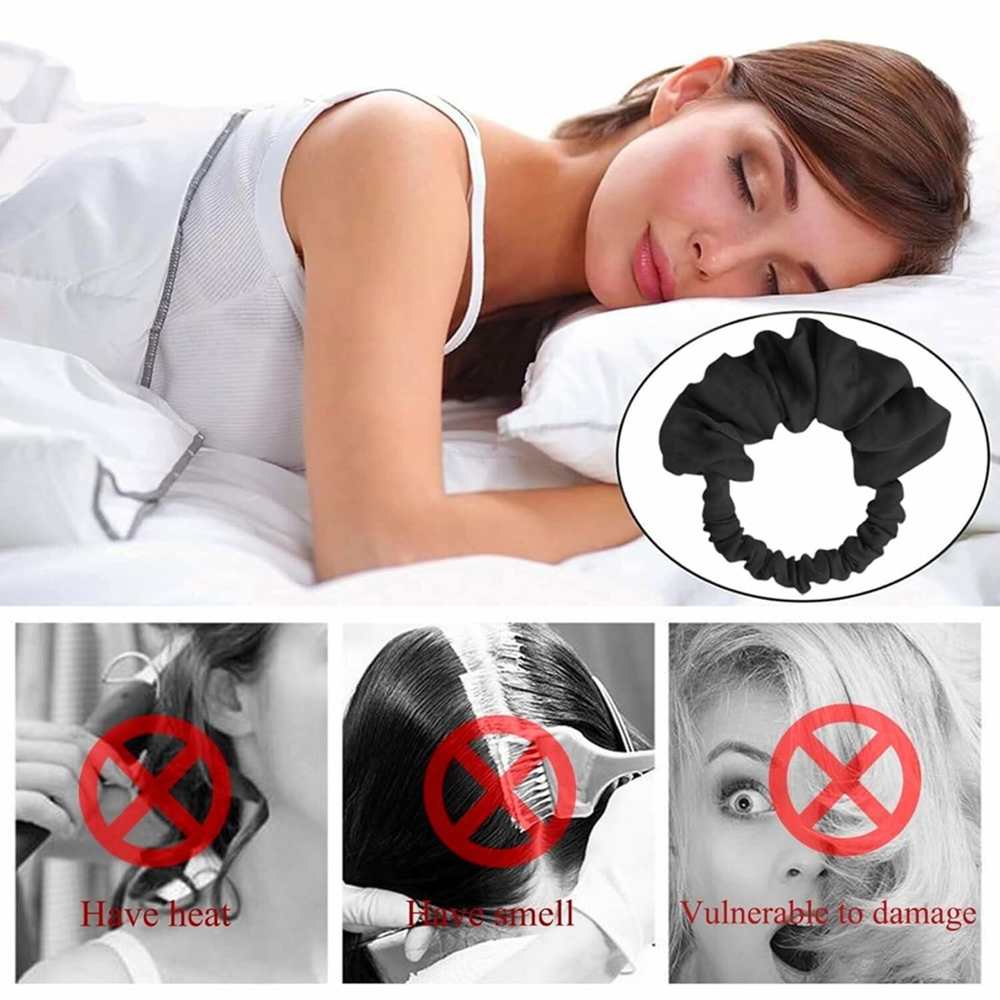Heatless Curling Scrunchie Satin Hair Curler Overnight No Heat Soft Satin