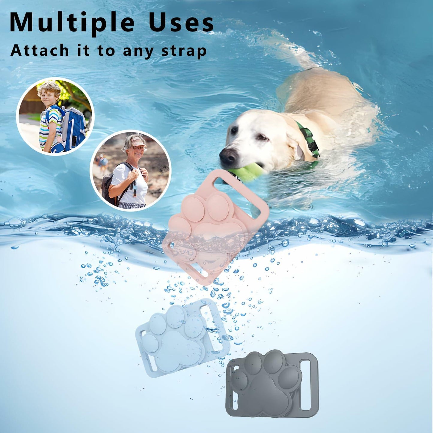 Airtag Dog Collar Holder Waterproof Case for Apple AirTag Pink