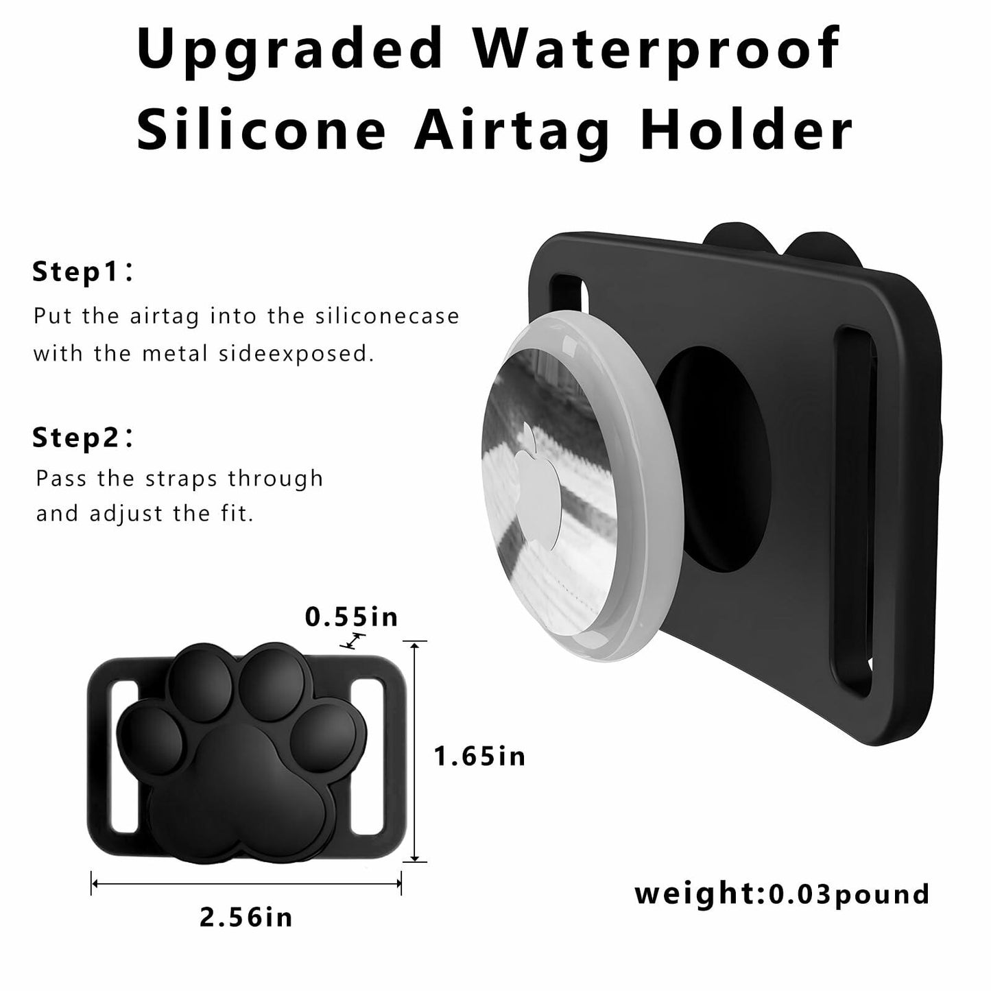 Airtag Dog Collar Holder Waterproof Case for Apple AirTag Pink