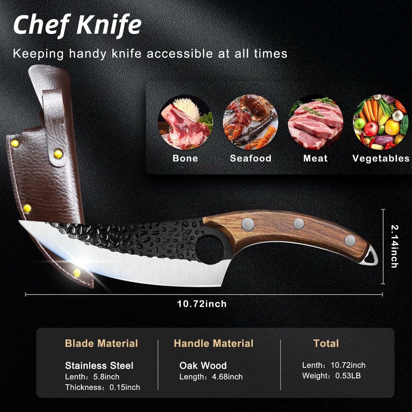 Choies Japanese Chef Knife Damascus Steel Kitchen Knife with Sheath New