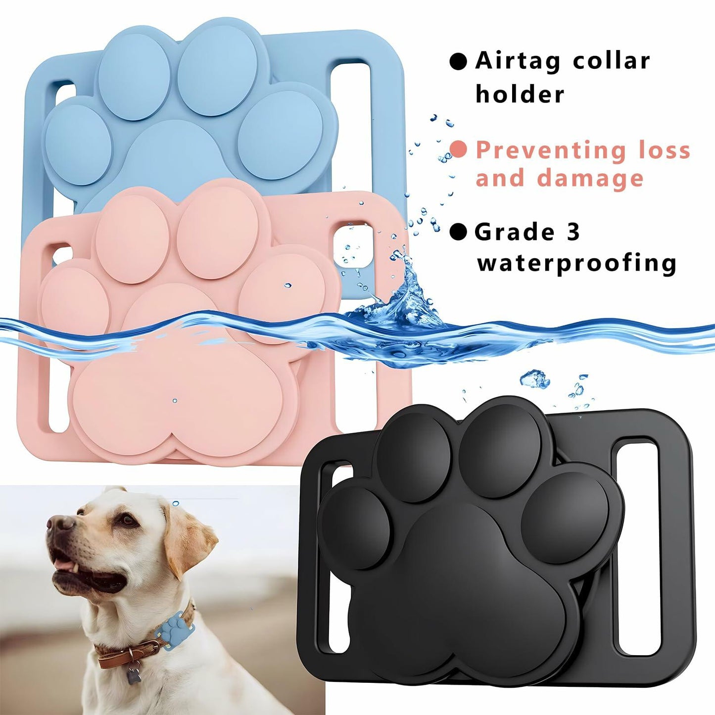 Airtag Dog Collar Holder Waterproof Case for Apple AirTag Pink