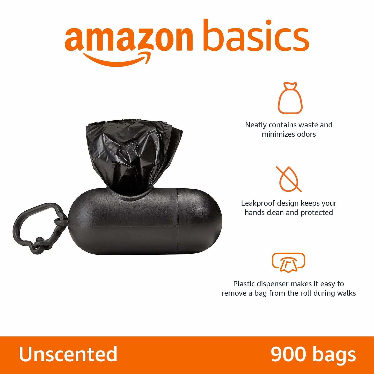 Amazon Basics Dog Poop Bags with Dispenser 300 Count Leakproof Unscented