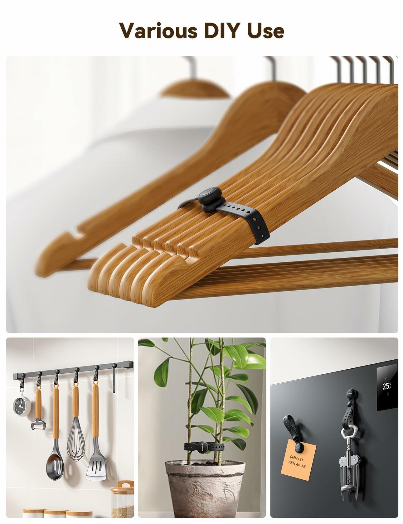 JOYROOM 12PCS Magnetic Cable Ties Black Reusable Silicone Organizers