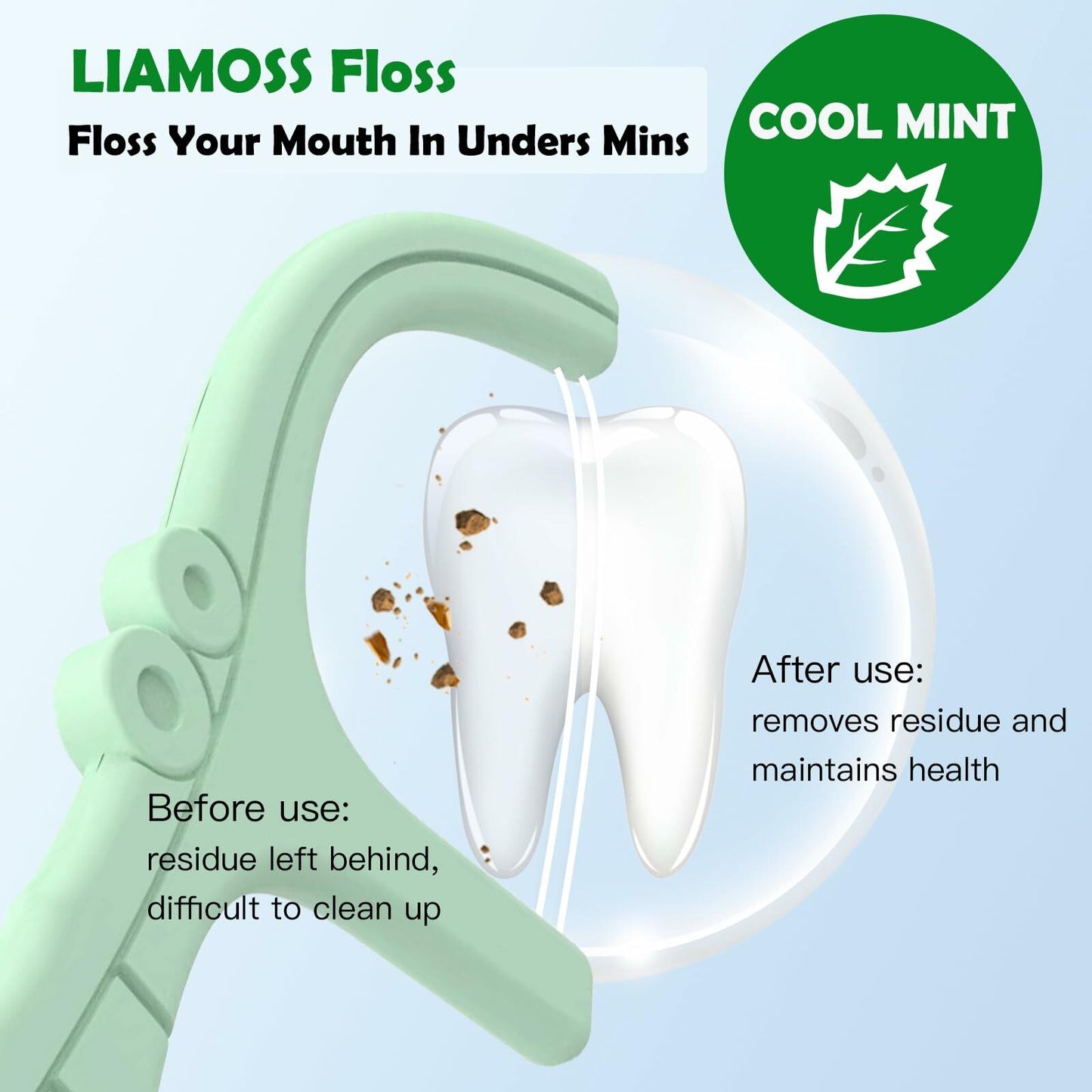 LIAMOSS Twin-Line Dental Flossers 104 Count Pink Shred Resistant Picks