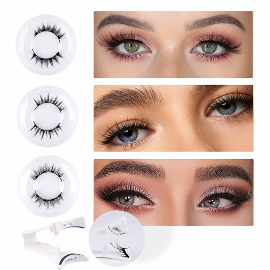 wiwoseo Magnetic Eyelashes 3 Pairs Clear Band Reusable Natural Look