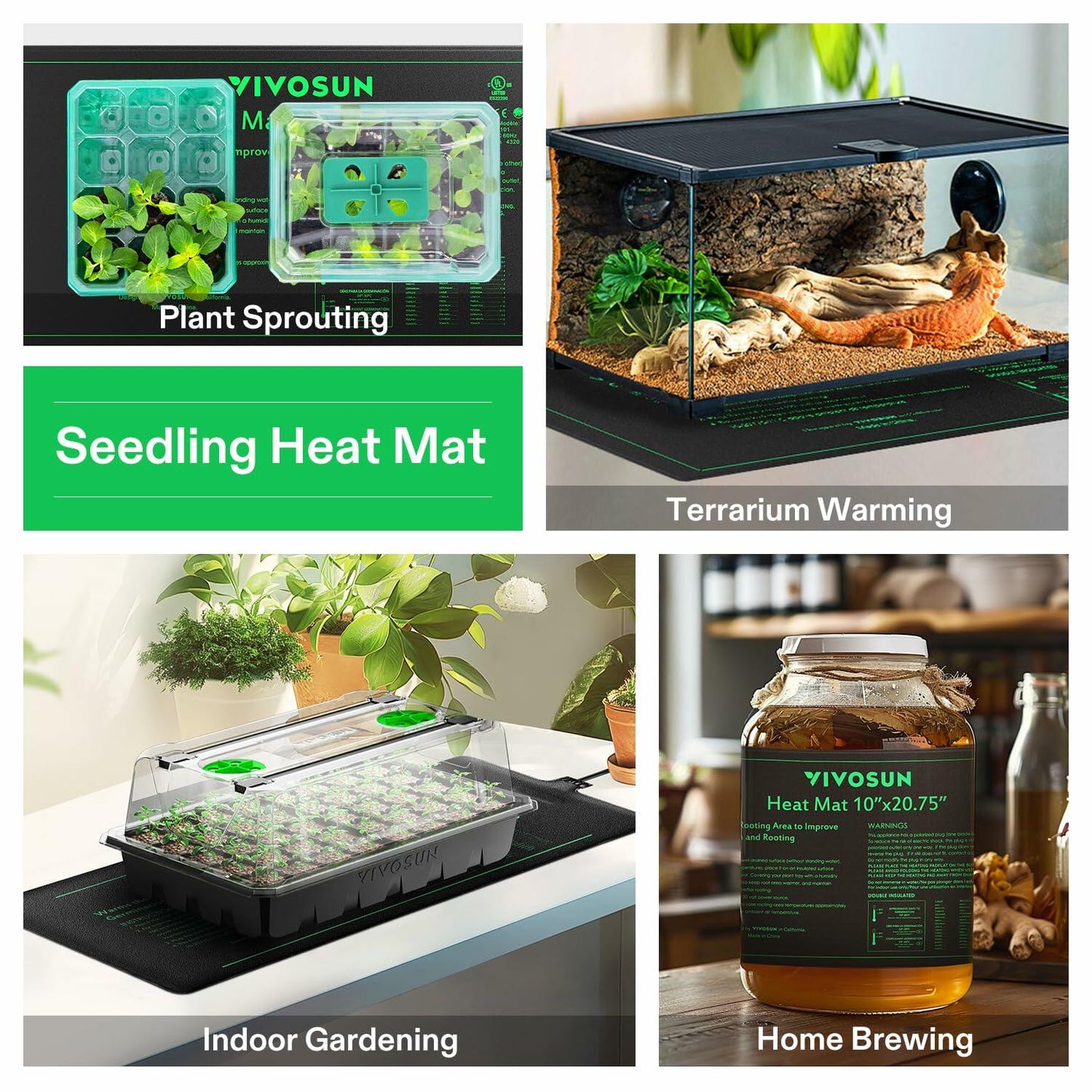 VIVOSUN Seedling Heat Mat 10x20.75in 20W Waterproof UL MET Certified