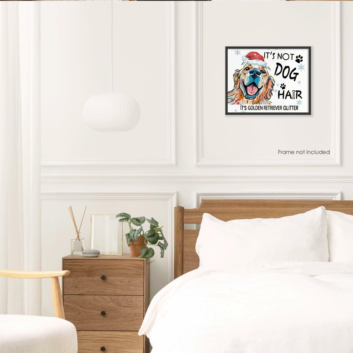 APJYM Golden Retriever Christmas Wall Art 10x8 Unframed Holiday Decor