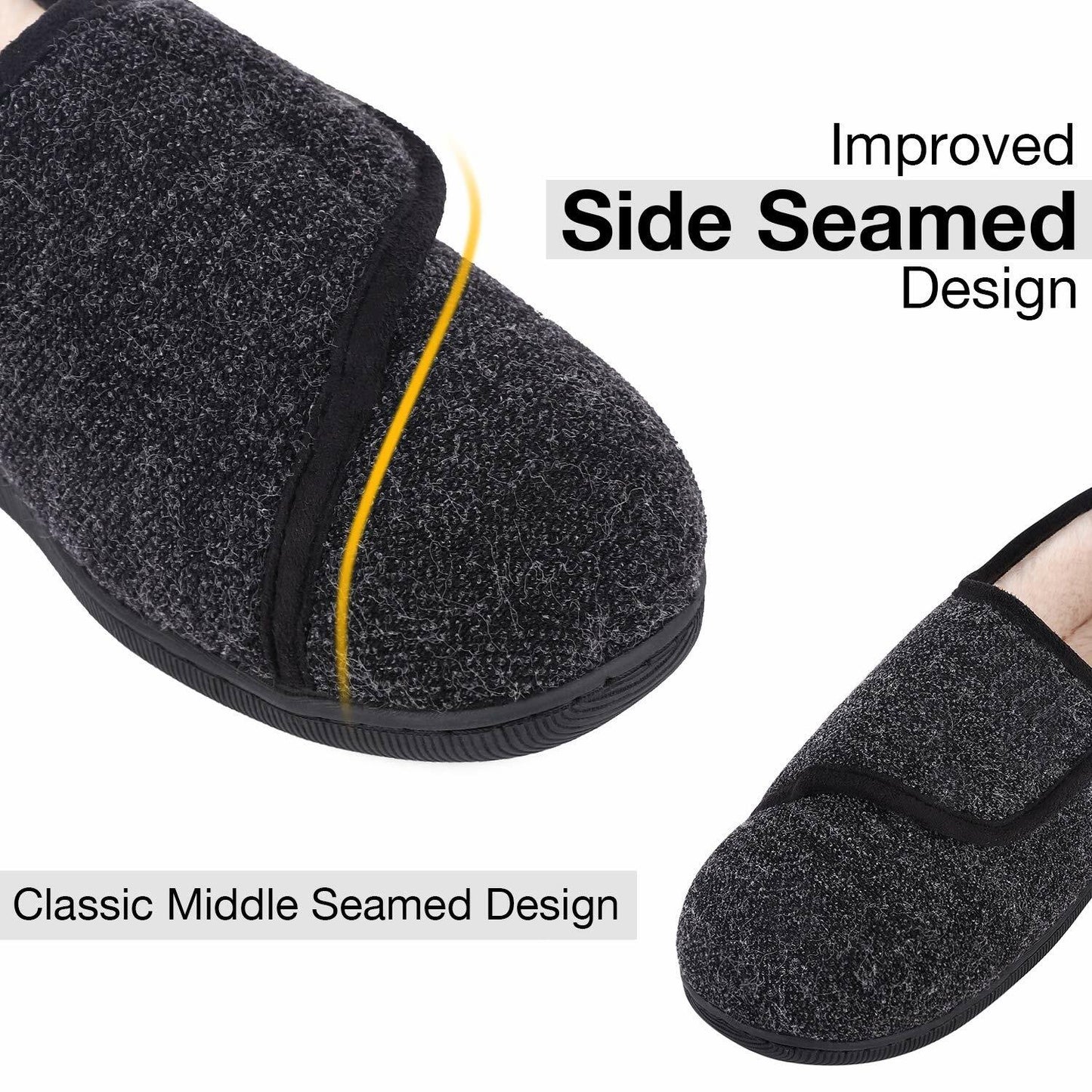 LongBay Diabetic Slippers Women 7 B(M) Black Memory Foam Cozy House Shoes
