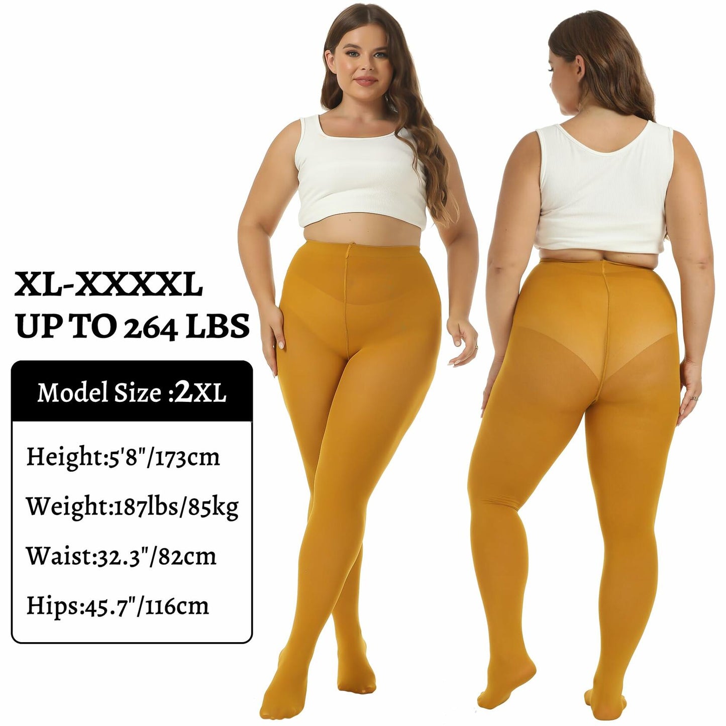 MANZI Women's Plus Size Turmeric Tights 70 Denier Semi Opaque Size 3XL