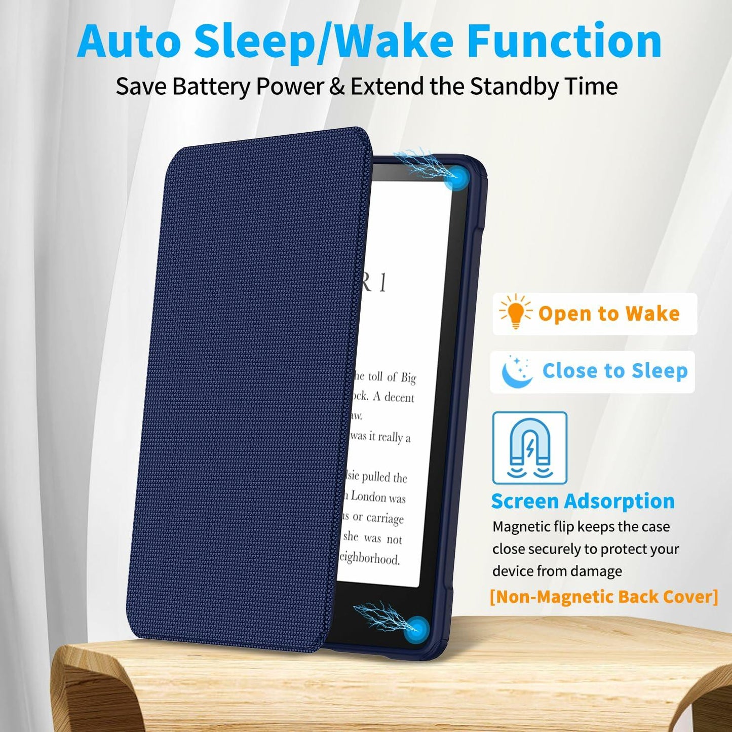 Case for 6.8" Kindle Paperwhite 11th Gen 2021 Dark Blue Slim Cover New