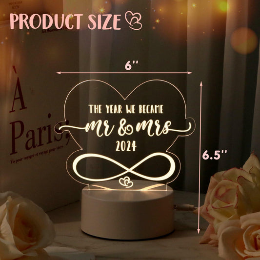 Percozzi Night Light LED Mr and Mrs Wedding Gift 2024 Couples Decor