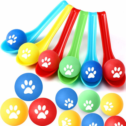JellyArch 24 Pcs Dog Themed Birthday Party Game Spoon Relay Race Set Colorful