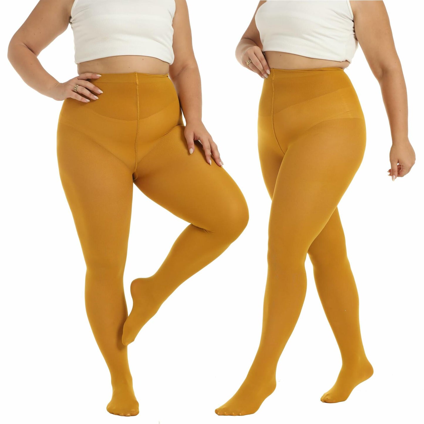MANZI Women's Plus Size Turmeric Tights 70 Denier Semi Opaque Size 3XL