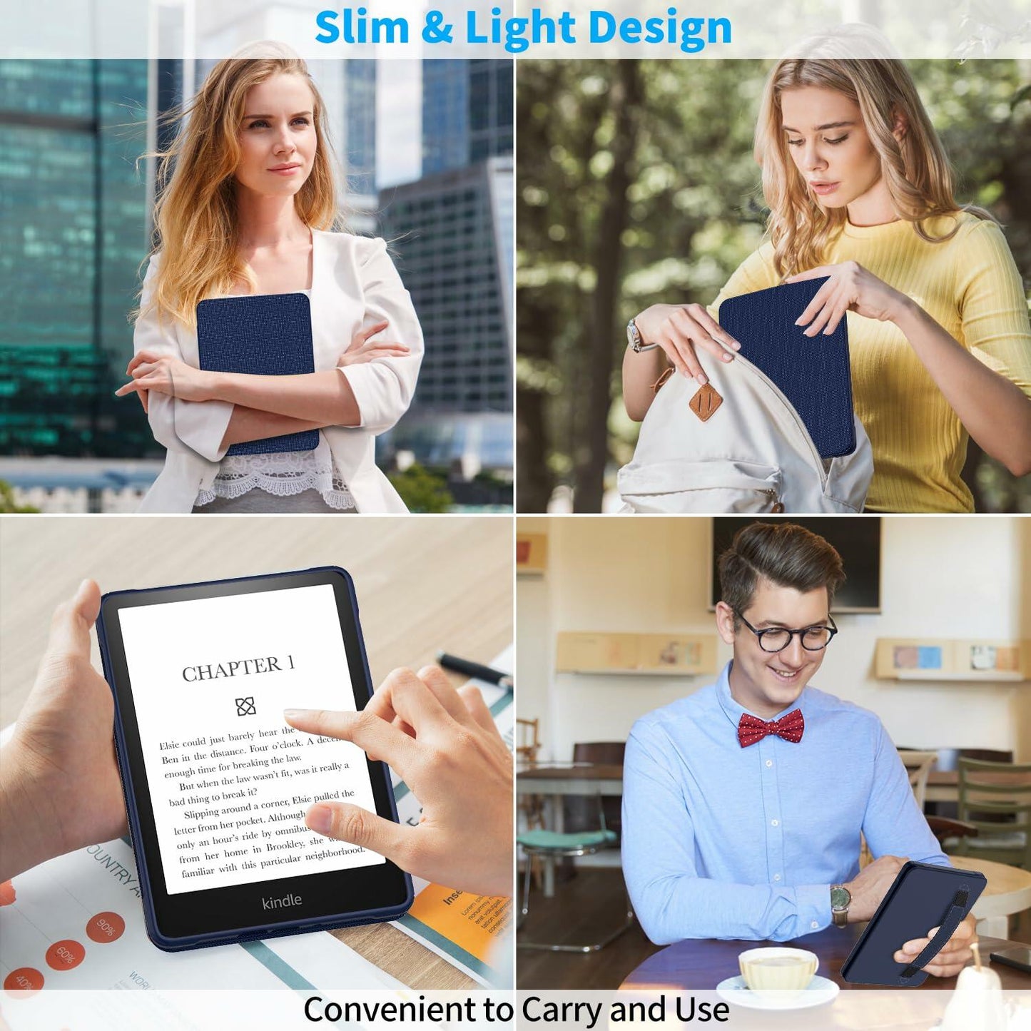 Case for 6.8" Kindle Paperwhite 11th Gen 2021 Dark Blue Slim Cover New