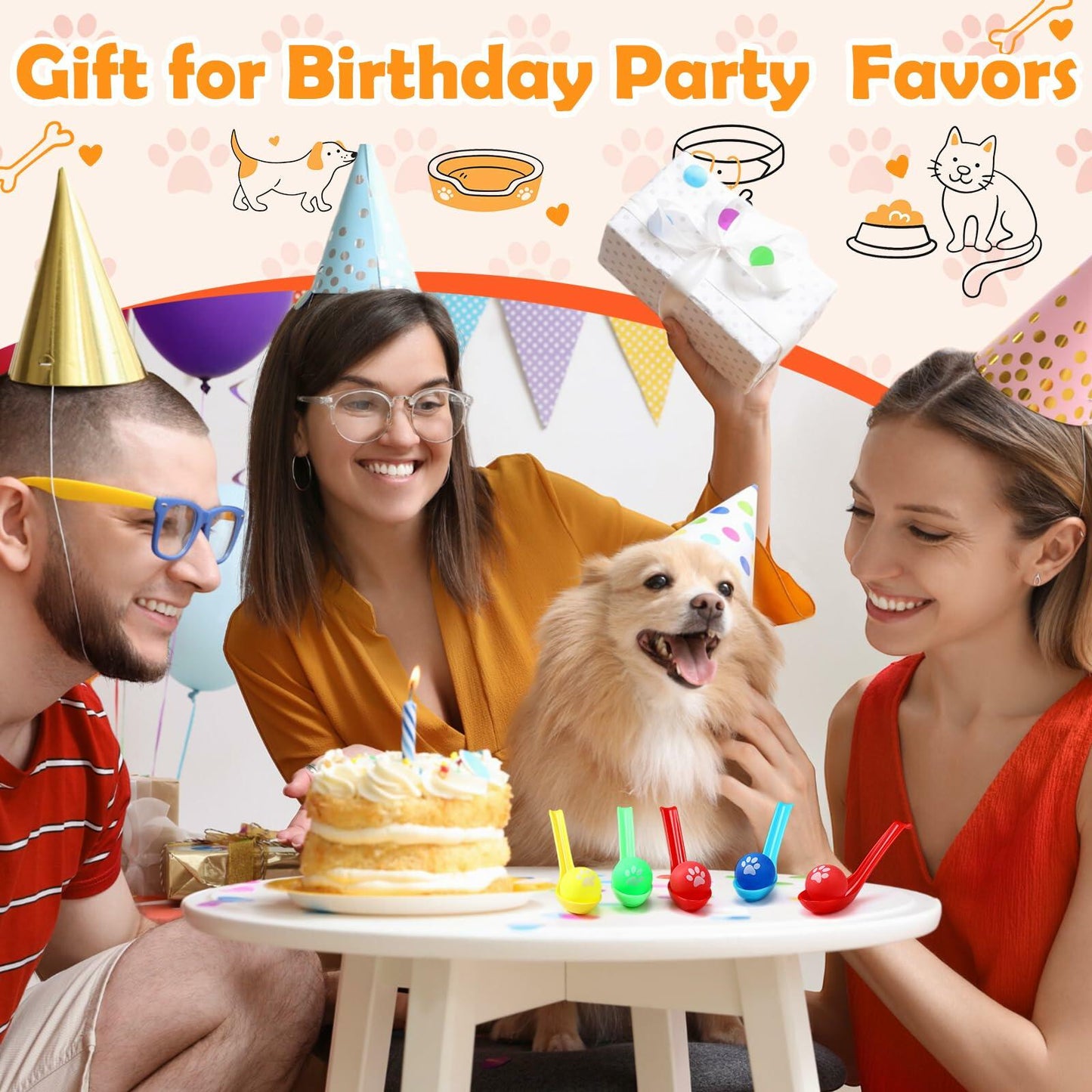 JellyArch 24 Pcs Dog Themed Birthday Party Game Spoon Relay Race Set Colorful