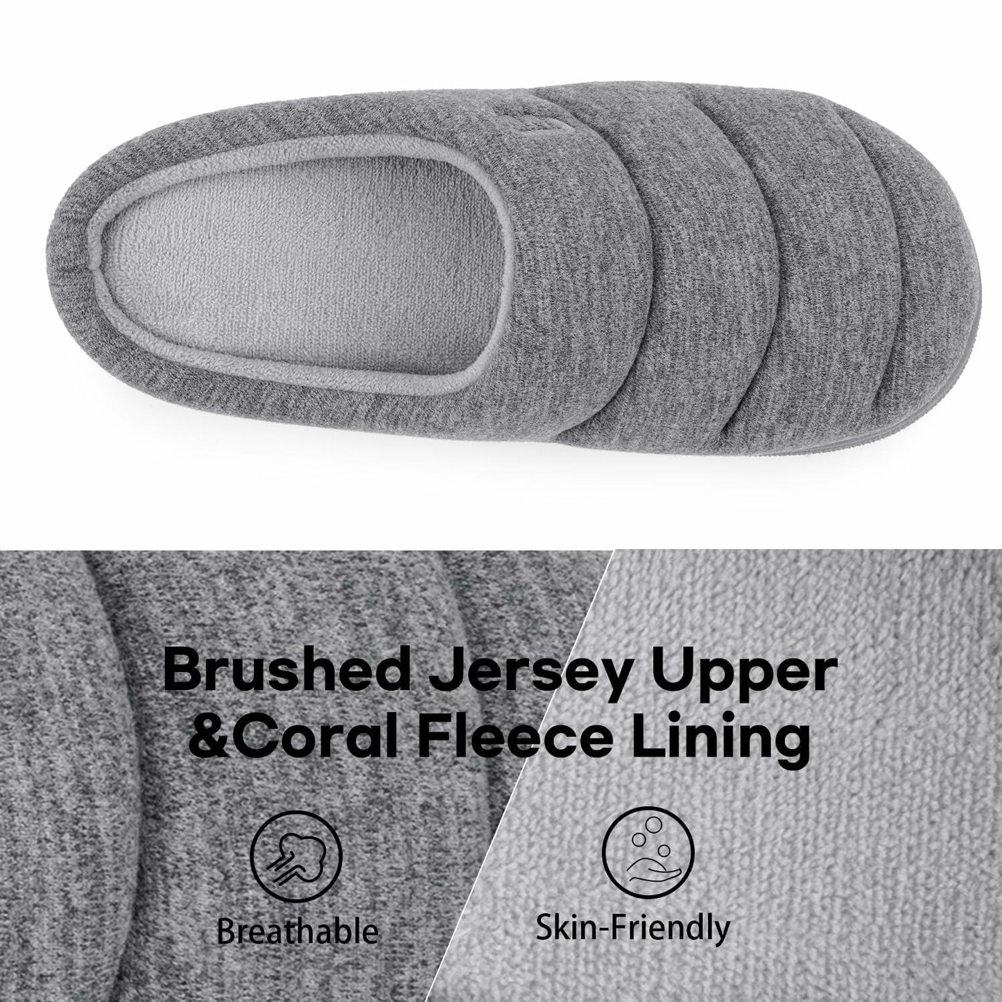 LongBay Women's House Slippers Memory Foam Slip On Clogs Grey Size 11-12
