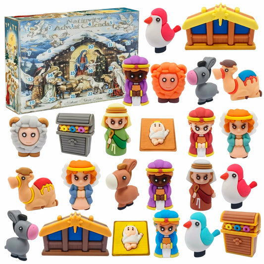 Cherislpy 2025 Nativity Advent Calendar Kids Christian Xmas Toy