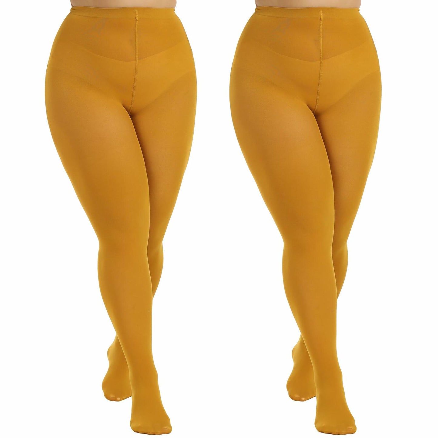 MANZI Women's Plus Size Turmeric Tights 70 Denier Semi Opaque Size 3XL