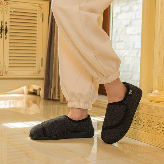 LongBay Diabetic Slippers Women 7 B(M) Black Memory Foam Cozy House Shoes