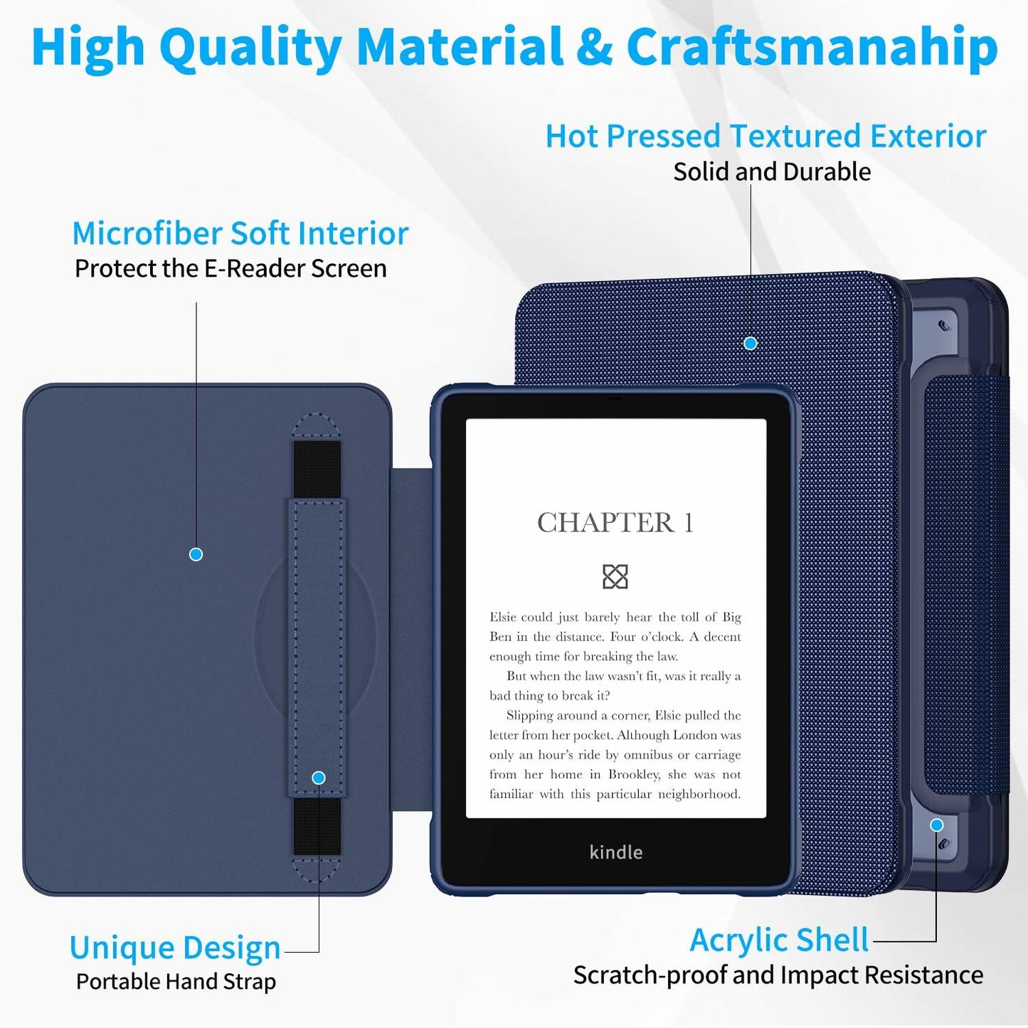 Case for 6.8" Kindle Paperwhite 11th Gen 2021 Dark Blue Slim Cover New