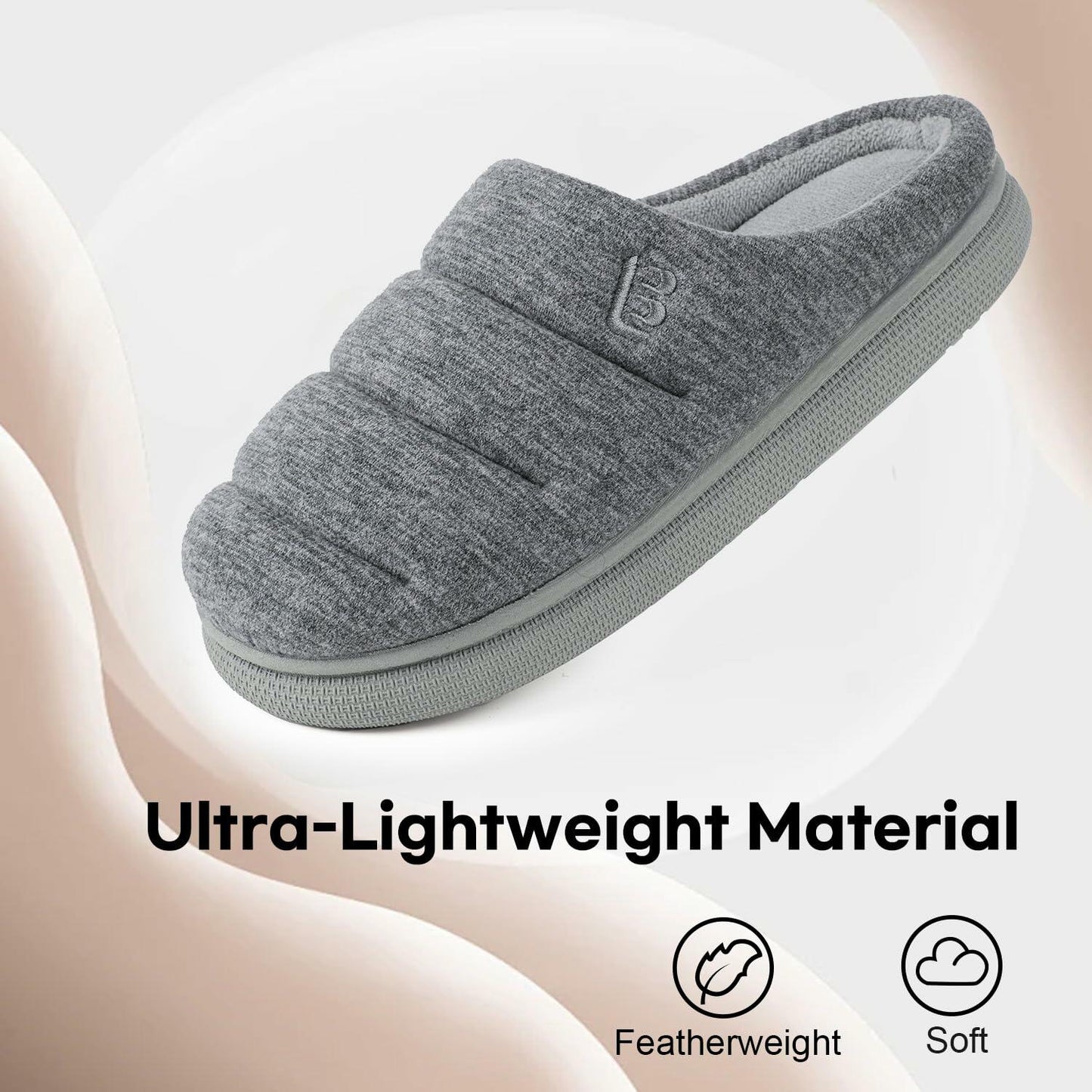 LongBay Women's House Slippers Memory Foam Slip On Clogs Grey Size 11-12