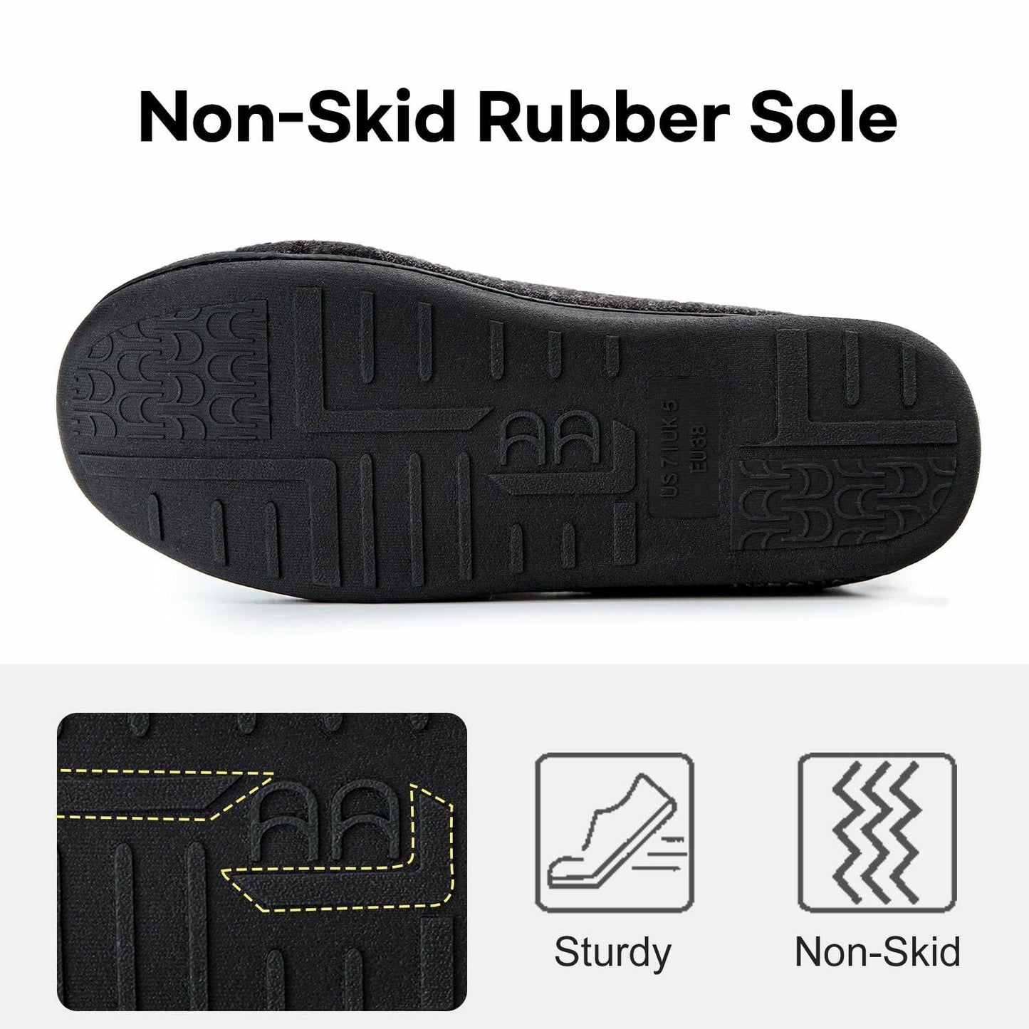 LongBay Diabetic Slippers Women 7 B(M) Black Memory Foam Cozy House Shoes