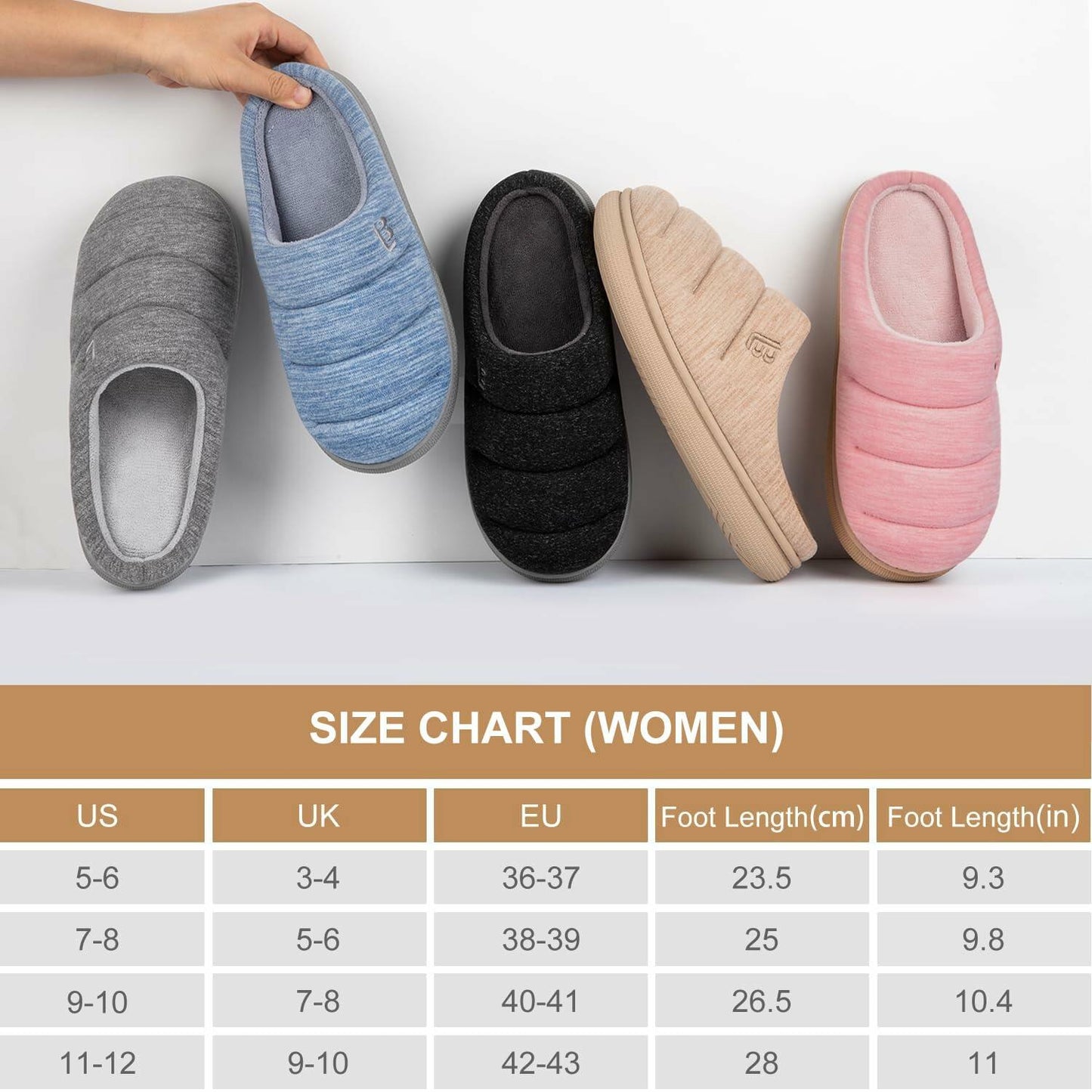 LongBay Women's House Slippers Memory Foam Slip On Clogs Grey Size 11-12