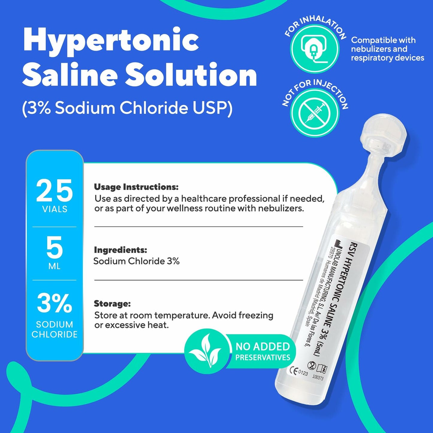 BB05/27 NAVEH PHARMA 3% Hypertonic Saline Solution 25 Vials 0.17 FL OZ