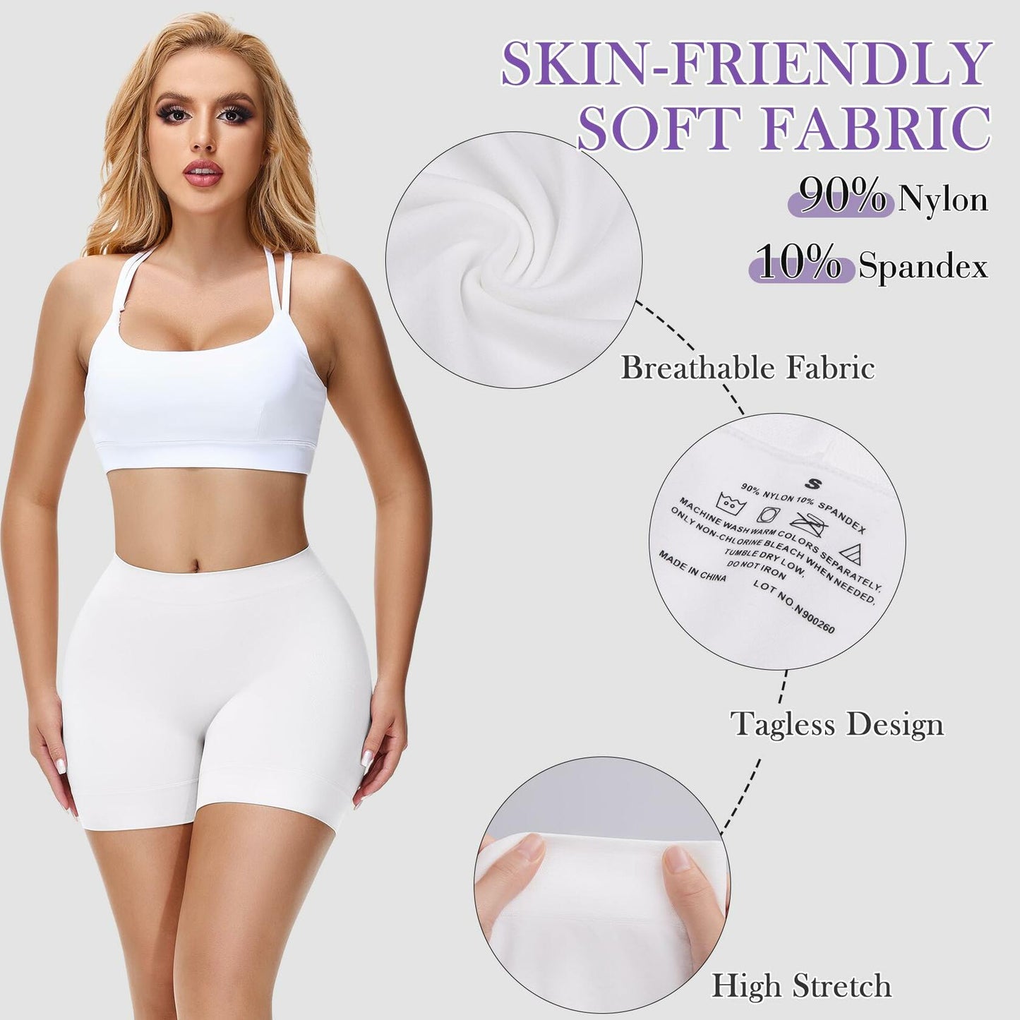 Reamphy Seamless Slip Shorts 3 Pack Black White Nude Size 3XL