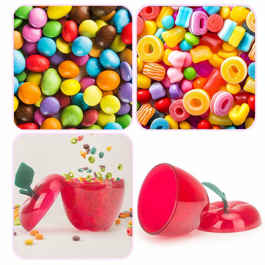 Large Red Apple Shaped Plastic Cookie Jar Set of 2 Merry Christmas