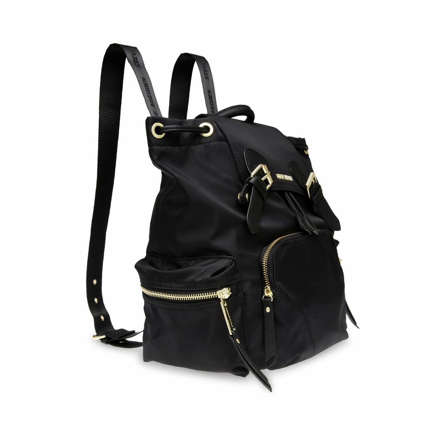 Steve Madden BSOLLY Backpack with Water Bottle Black Nylon Medium Size
