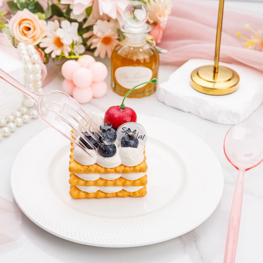 Rubtlamp 180 Pc Pink Plastic Silverware Set - 60 Forks, 60 Knives, 60 Spoons