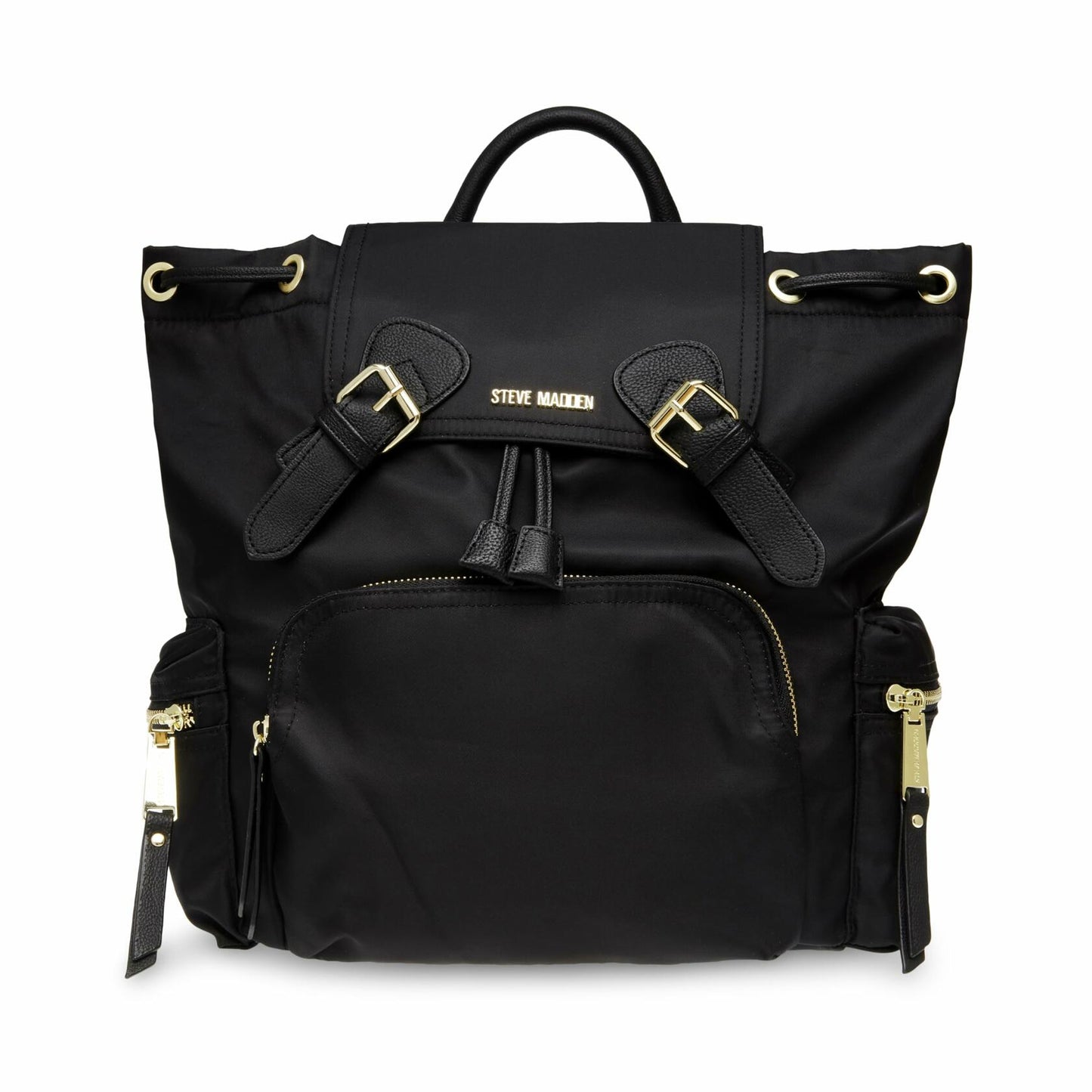 Steve Madden BSOLLY Backpack with Water Bottle Black Nylon Medium Size
