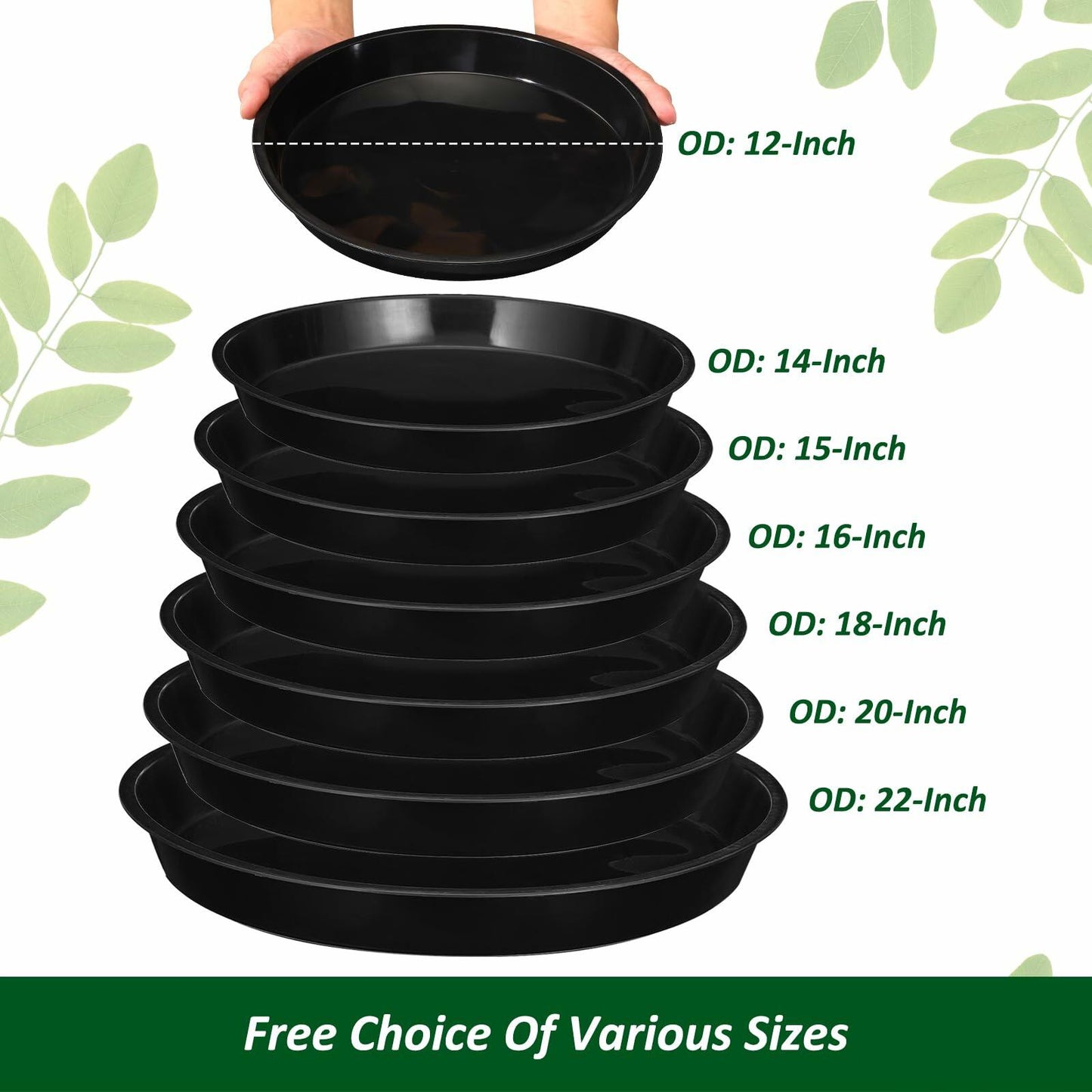 PATIKIL 3 Pack 14" Black Plastic Plant Saucers Indoor & Outdoor Trays