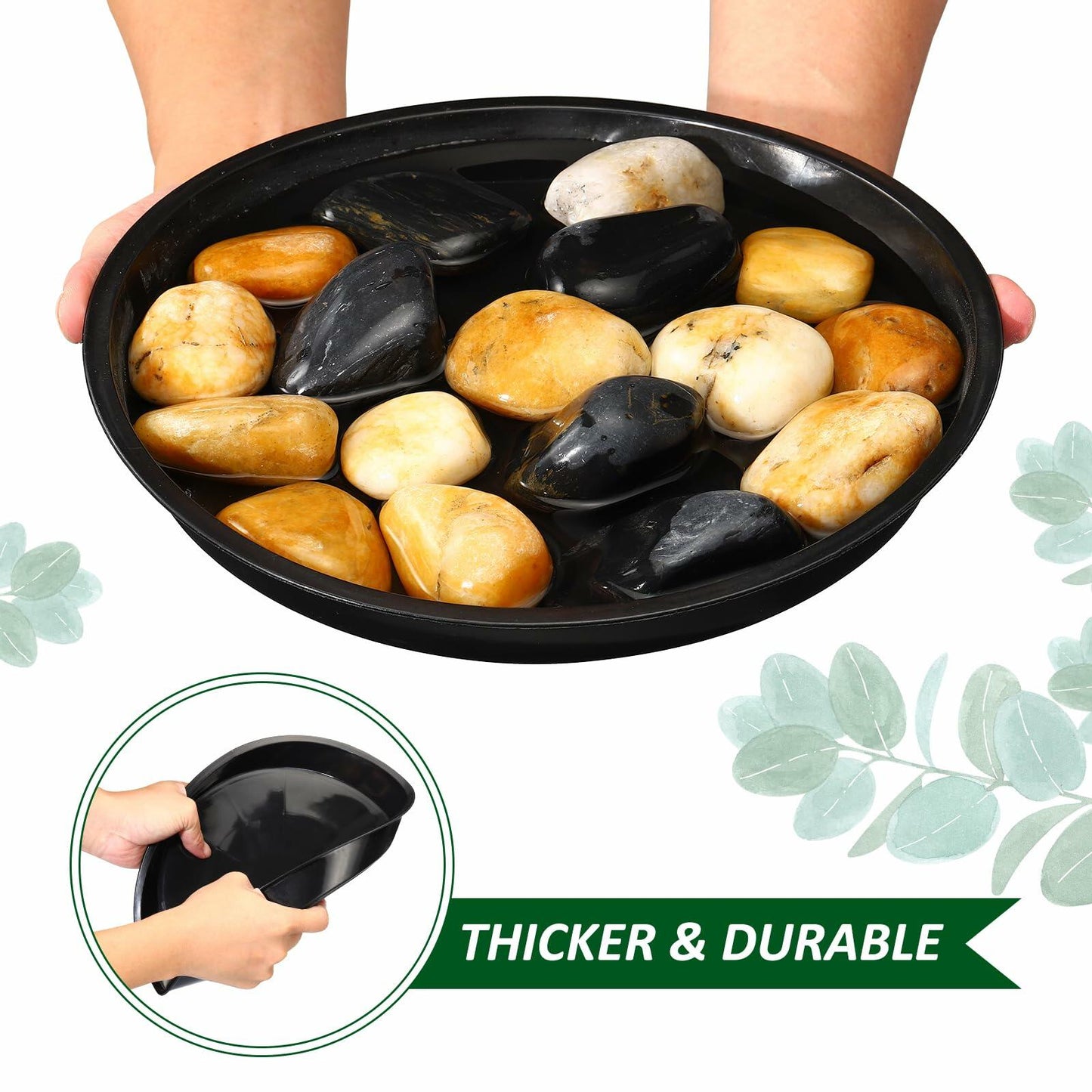 PATIKIL 3 Pack 14" Black Plastic Plant Saucers Indoor & Outdoor Trays