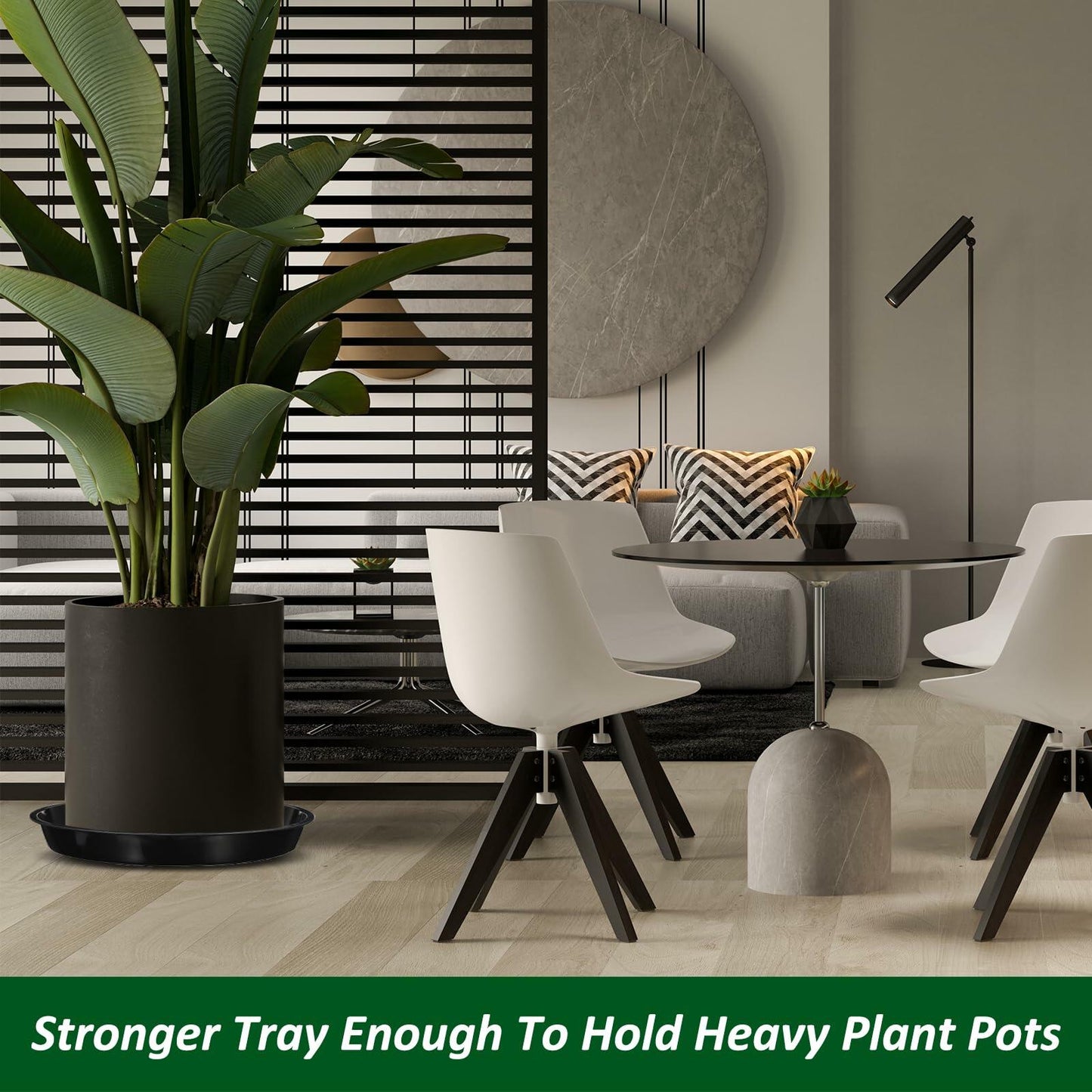 PATIKIL 3 Pack 14" Black Plastic Plant Saucers Indoor & Outdoor Trays