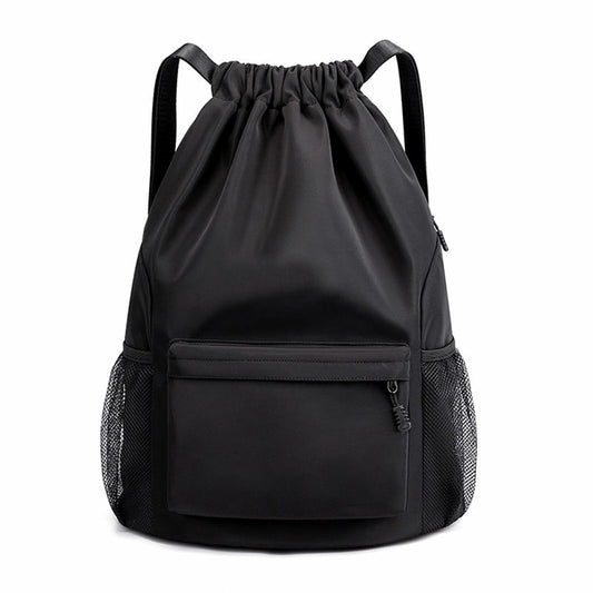 Sofanler Drawstring Backpack Gym Bag with Shoes Compartment Black