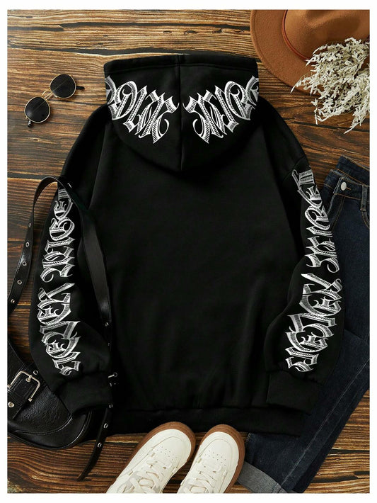 GORGLITTER Women's Halloween Hoodie Black Medium Oversized Sweatshirt