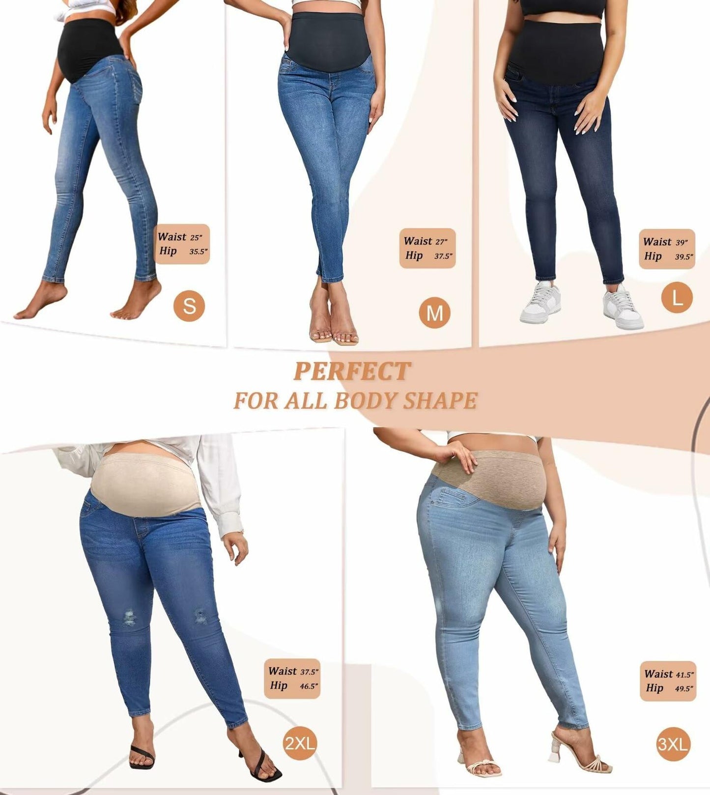 Hybrid & Company Super Comfy Stretch Women's Skinny Maternity Jeans S Light Wash
