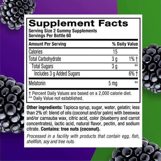 BestBy03/25 Vitafusion Melatonin 5mg Extra Strength Blackberry Gummies 2 Pack