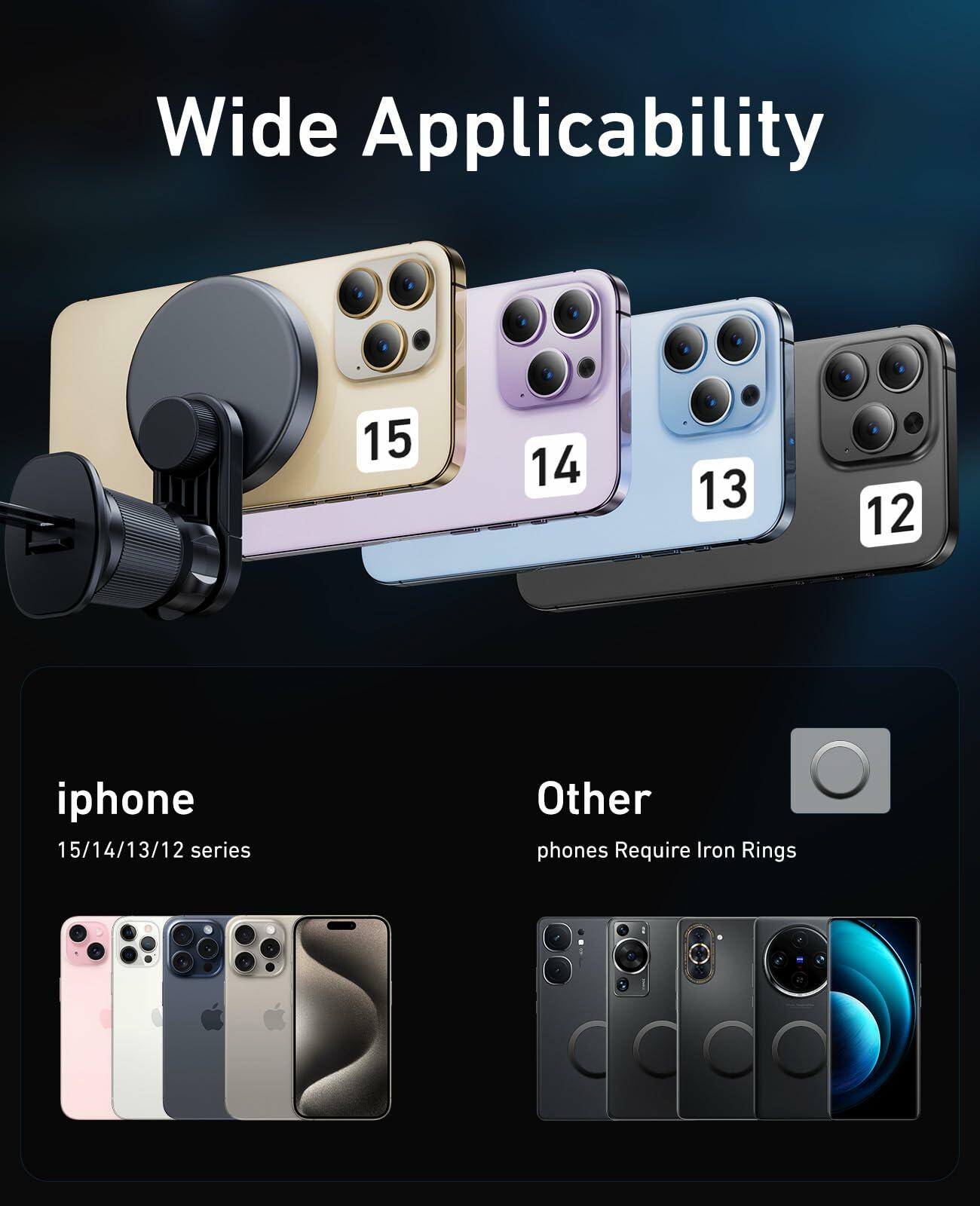 NIYEVN MagSafe Car Mount, 20 Magnets, 360° Rotation, Air Vent Holder