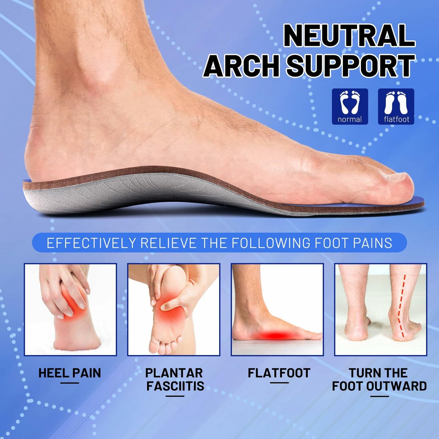 STSVZORR Plantar Fasciitis Inserts Arch Support Heel Pain US-10 Dark Violet Blue