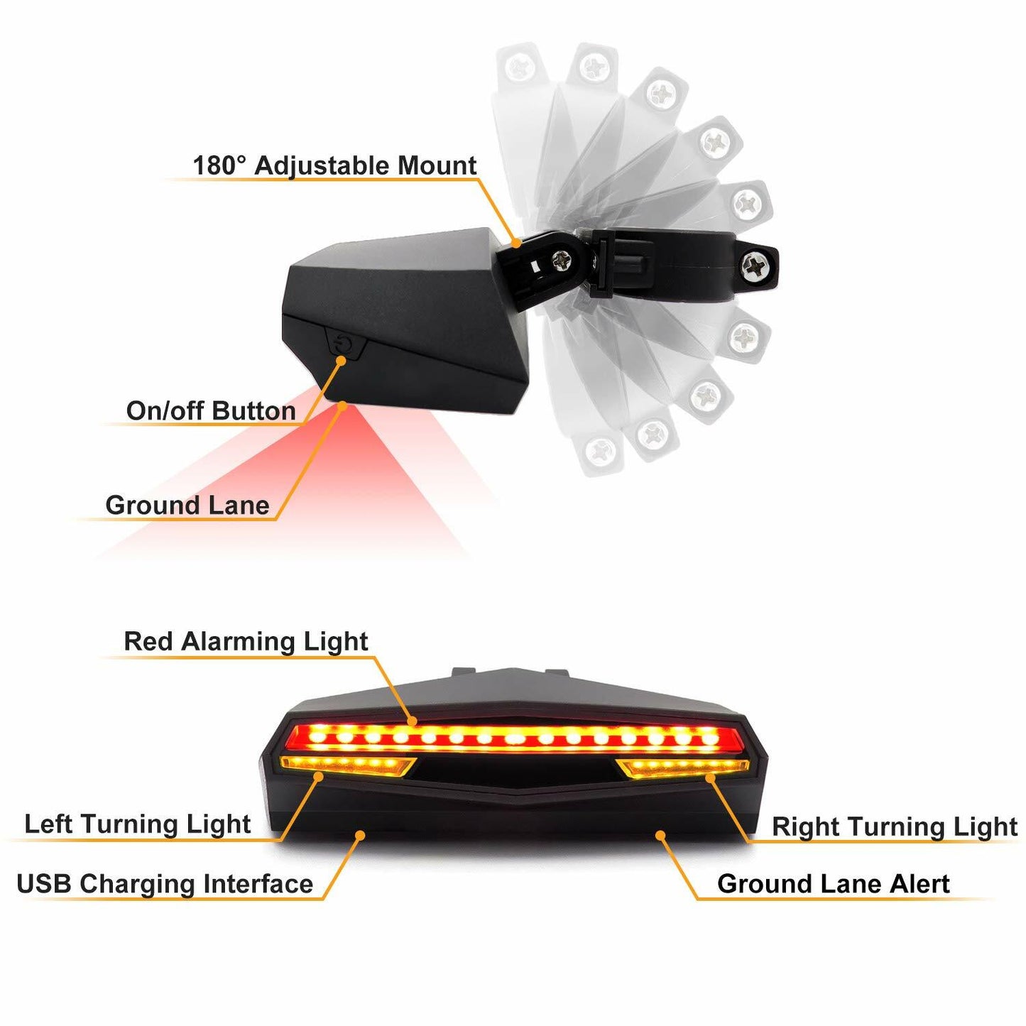 Oricycle Rechargeable Bike Tail Light LED - Waterproof, Remote Control, Safety