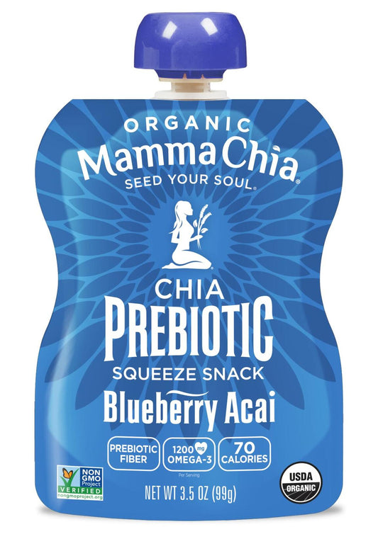 BestBy07/25 Mamma Chia Organic Prebiotic Snack Blueberry Acai 14oz 6 Pack