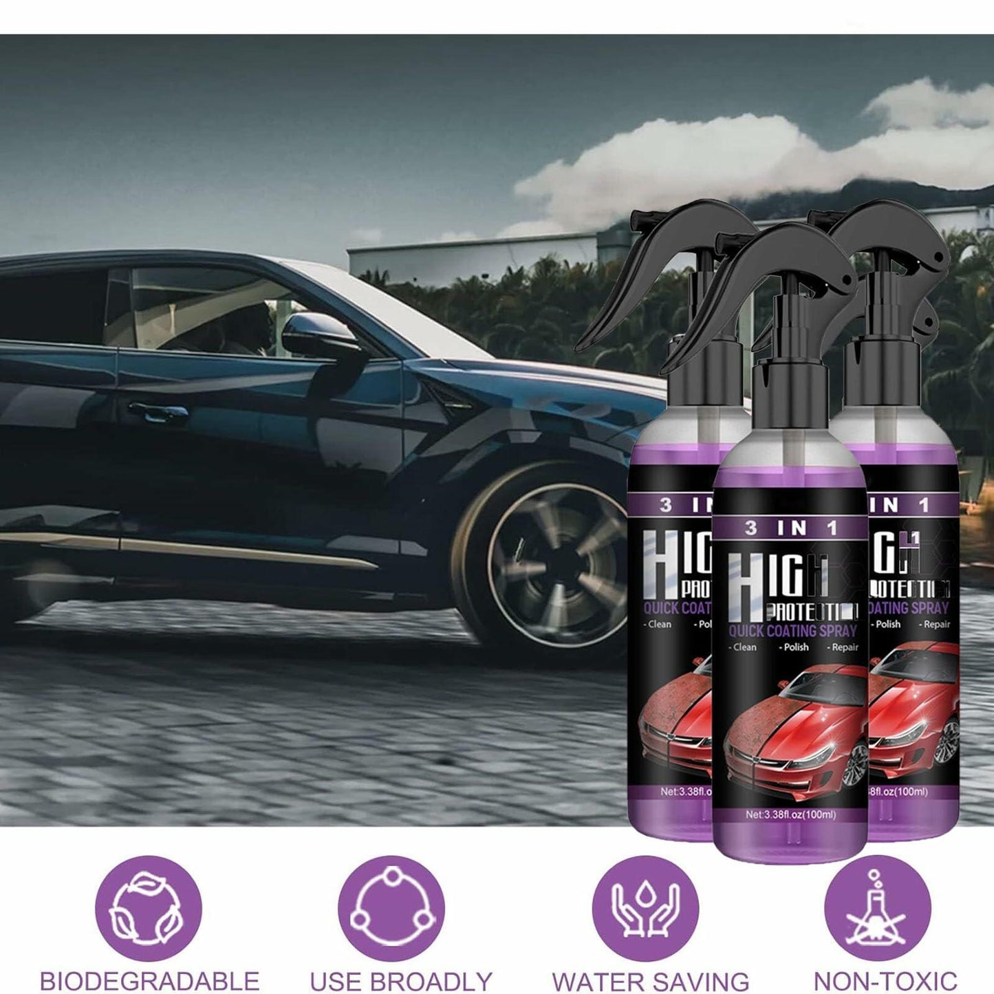 VisTapex 3 in 1 High Protection Quick Coating Spray, 3pcs Car Scratch Nano