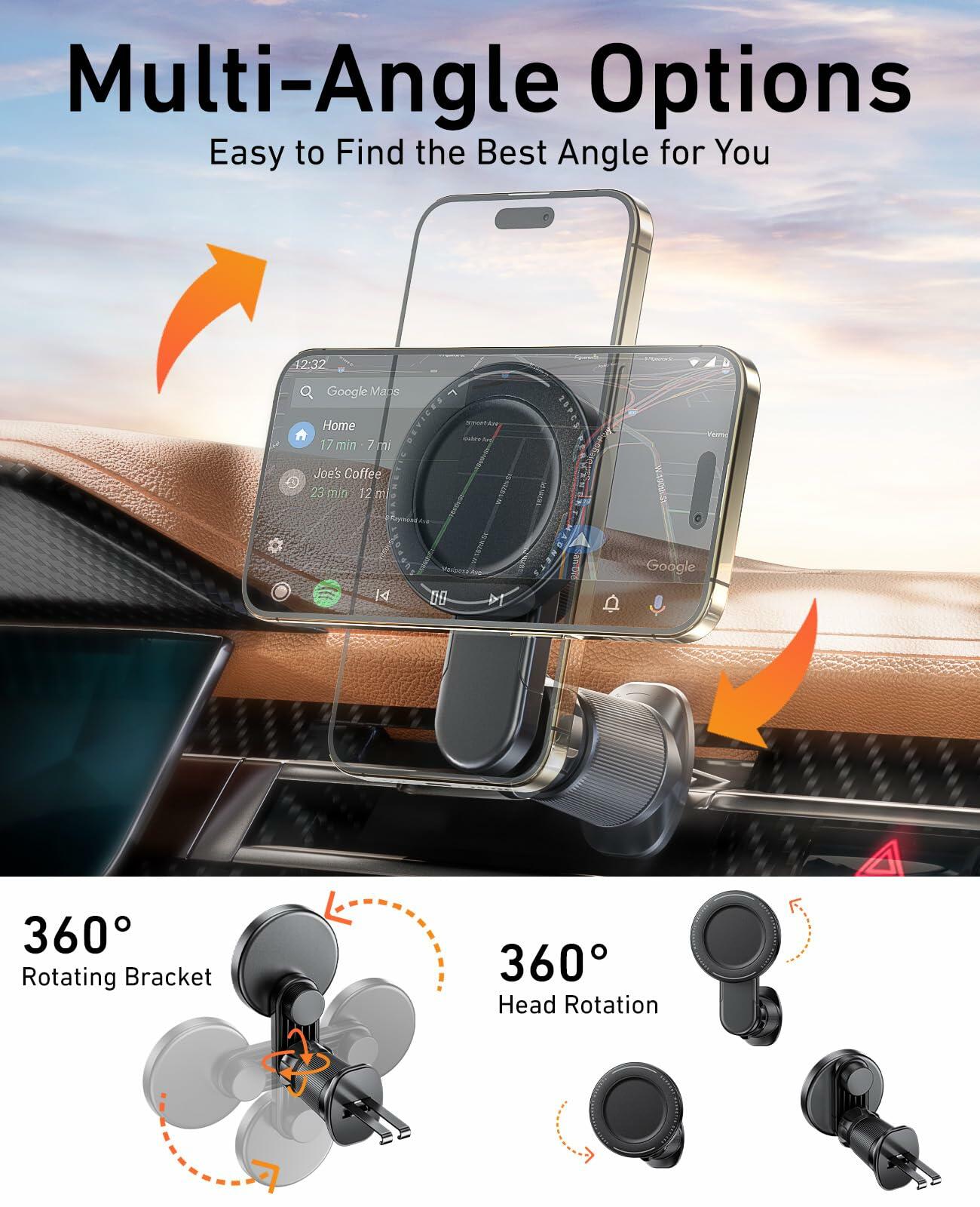 NIYEVN MagSafe Car Mount, 20 Magnets, 360° Rotation, Air Vent Holder