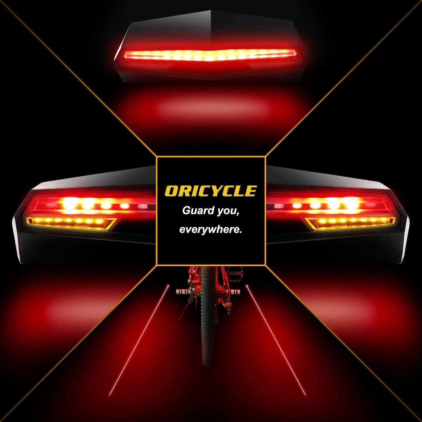 Oricycle Rechargeable Bike Tail Light LED - Waterproof, Remote Control, Safety
